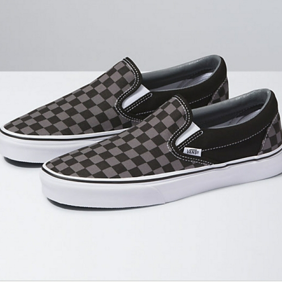 grey and black checkerboard vans
